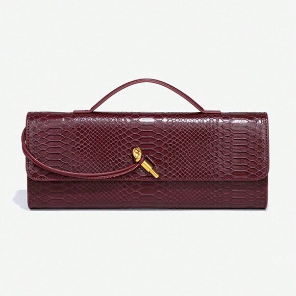 Burgundy Preppy Women's Envelope Handbag - Picture 5 of 11